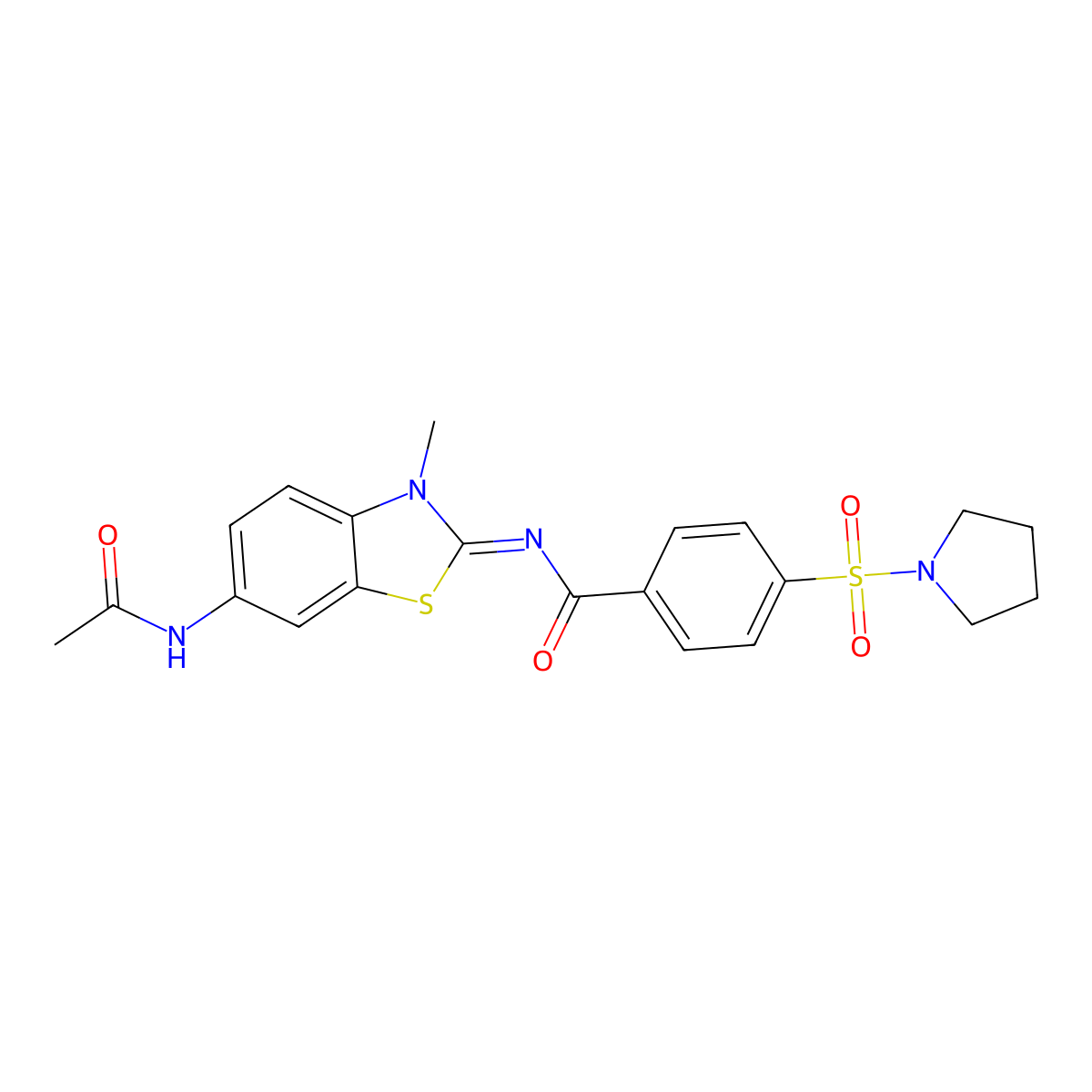 N-(6-acetamido-3-methyl-1,3-benzothiazol-2-ylidene)-4-pyrrolidin-1-ylsulfonylbenzamide molecular structure, CAS 851080-16-5