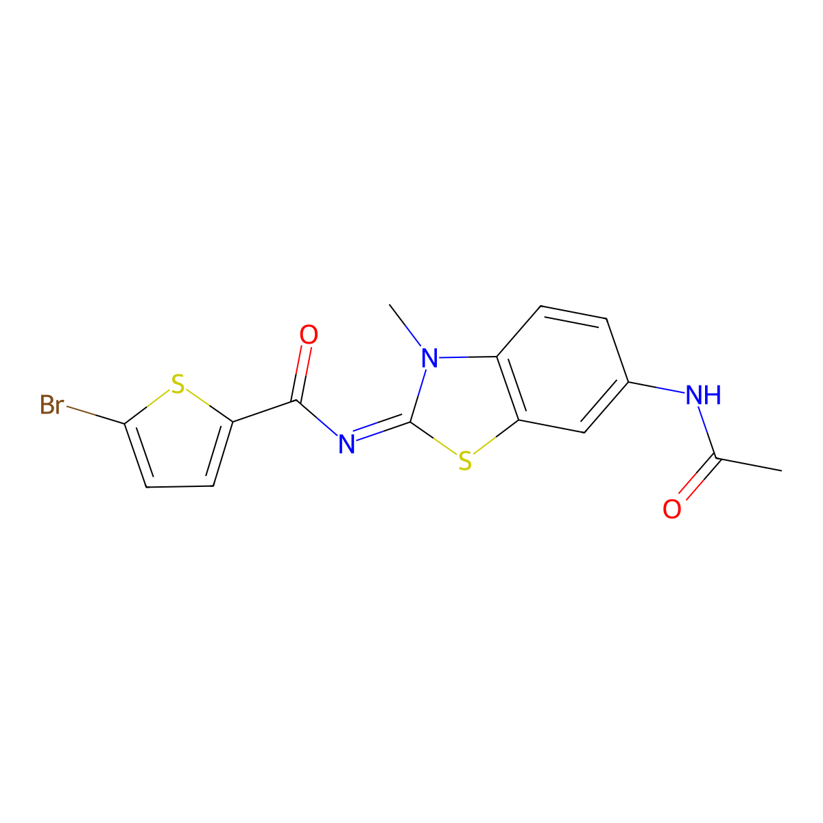 N-(6-acetamido-3-methyl-1,3-benzothiazol-2-ylidene)-5-bromothiophene-2-carboxamide molecular structure, CAS 851080-21-2
