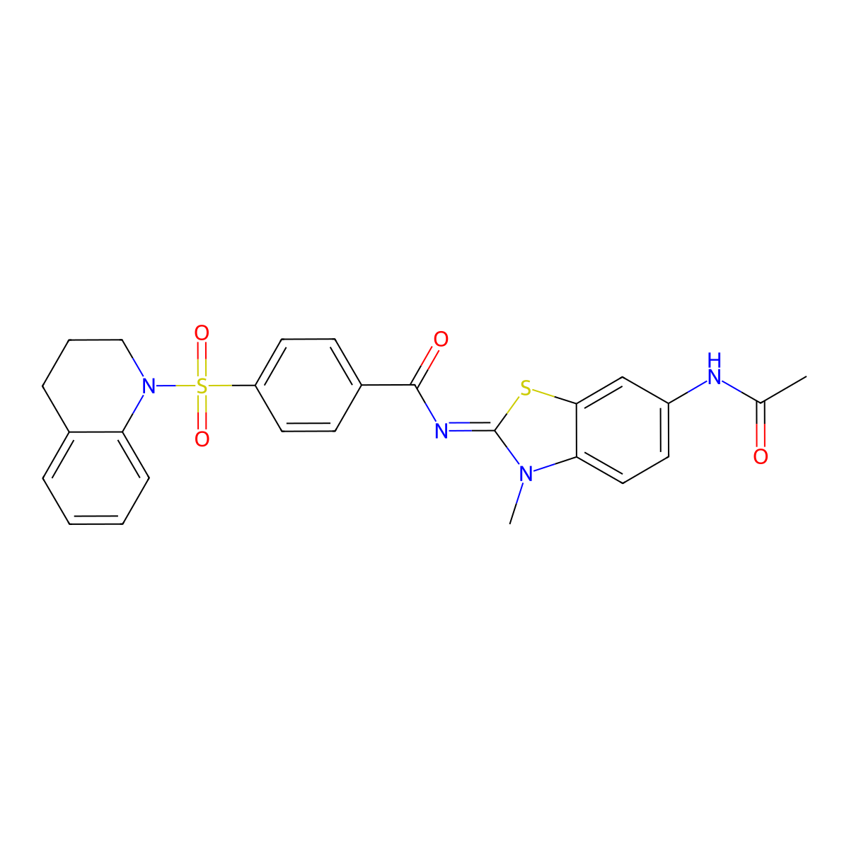 (E)-N-(6-acetamido-3-methylbenzo[d]thiazol-2(3H)-ylidene)-4-((3,4-dihydroquinolin-1(2H)-yl)sulfonyl)benzamide molecular structure, CAS 851080-23-4