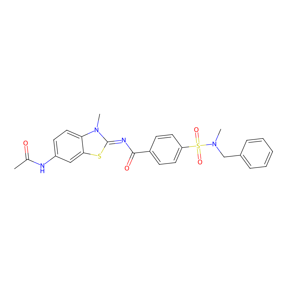 N-(6-acetamido-3-methyl-1,3-benzothiazol-2-ylidene)-4-[benzyl(methyl)sulfamoyl]benzamide molecular structure, CAS 851080-29-0
