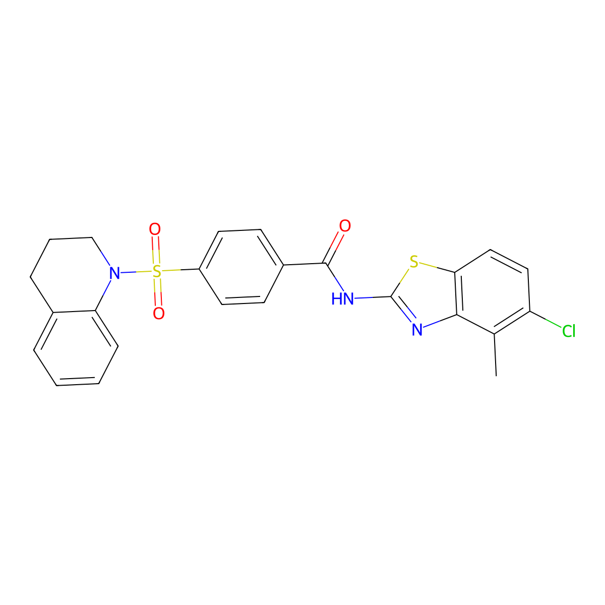 N-(5-chloro-4-methylbenzo[d]thiazol-2-yl)-4-((3,4-dihydroquinolin-1(2H)-yl)sulfonyl)benzamide molecular structure, CAS 851080-32-5