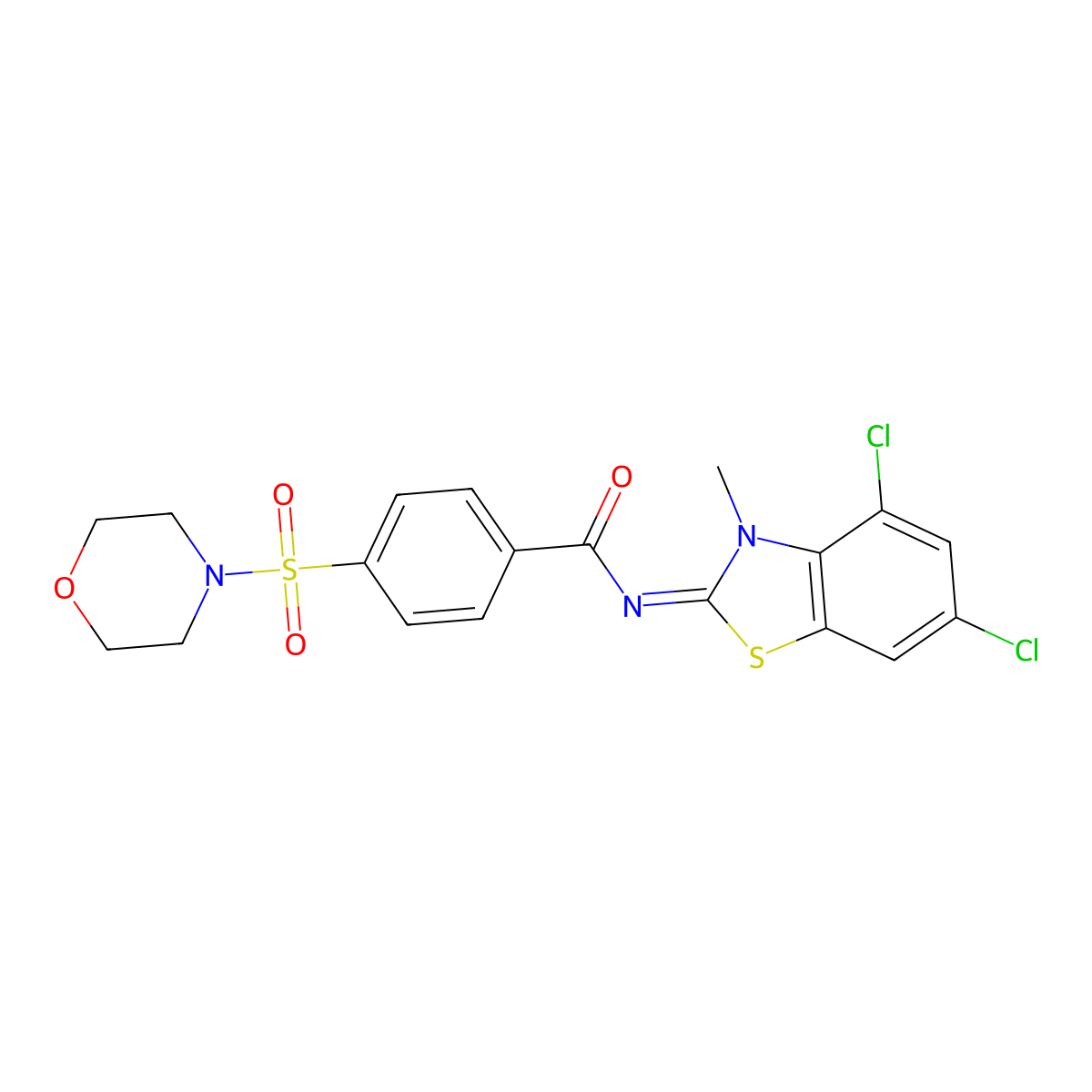 (Z)-N-(4,6-dichloro-3-methylbenzo[d]thiazol-2(3H)-ylidene)-4-(morpholinosulfonyl)benzamide molecular structure, CAS 851080-39-2