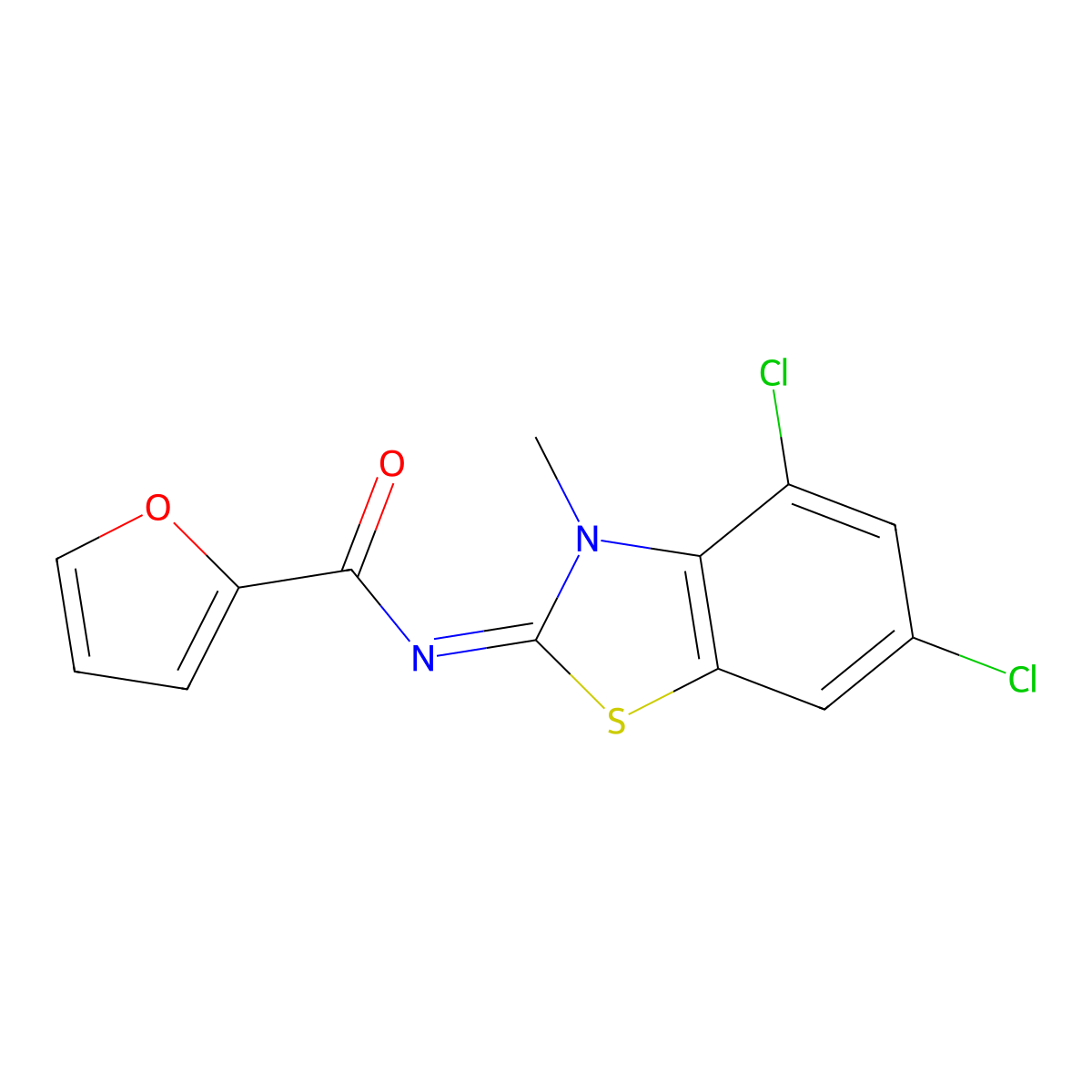 (Z)-N-(4,6-dichloro-3-methylbenzo[d]thiazol-2(3H)-ylidene)furan-2-carboxamide molecular structure, CAS 851080-42-7