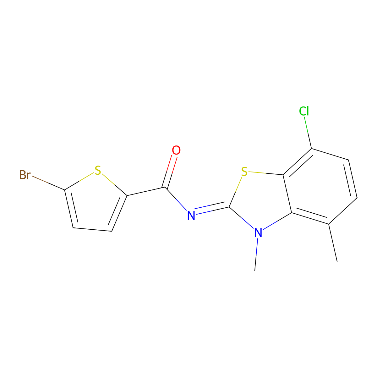 (Z)-5-bromo-N-(7-chloro-3,4-dimethylbenzo[d]thiazol-2(3H)-ylidene)thiophene-2-carboxamide molecular structure, CAS 851080-45-0