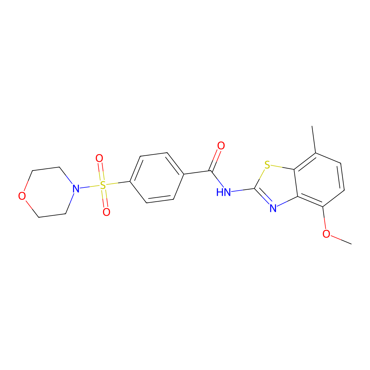 N-(4-methoxy-7-methylbenzo[d]thiazol-2-yl)-4-(morpholinosulfonyl)benzamide molecular structure, CAS 851080-47-2