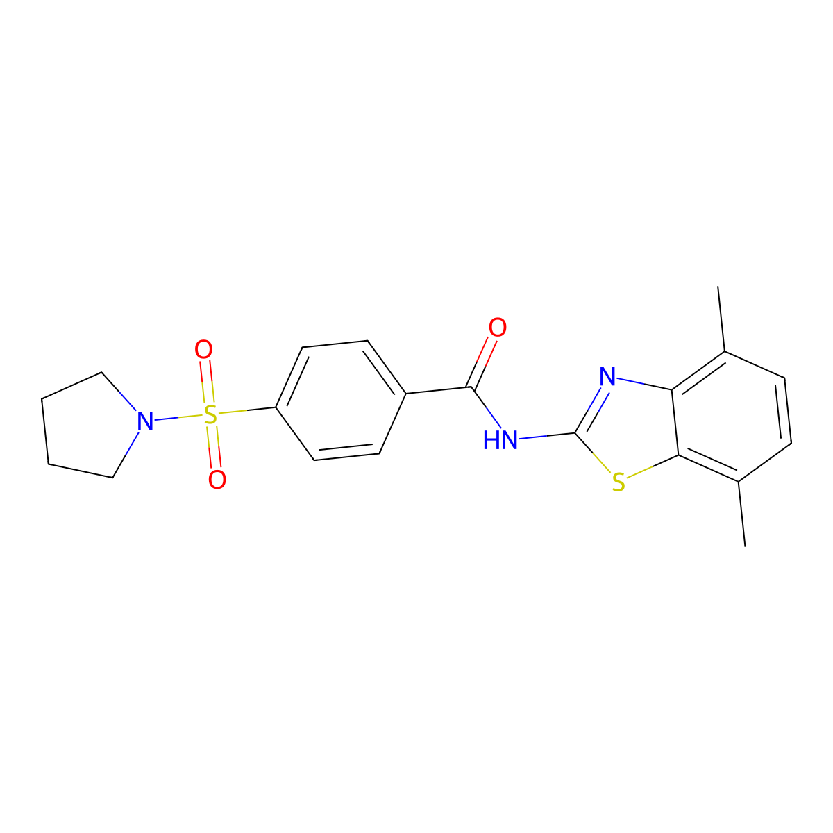 N-(4,7-dimethylbenzo[d]thiazol-2-yl)-4-(pyrrolidin-1-ylsulfonyl)benzamide molecular structure, CAS 851080-48-3
