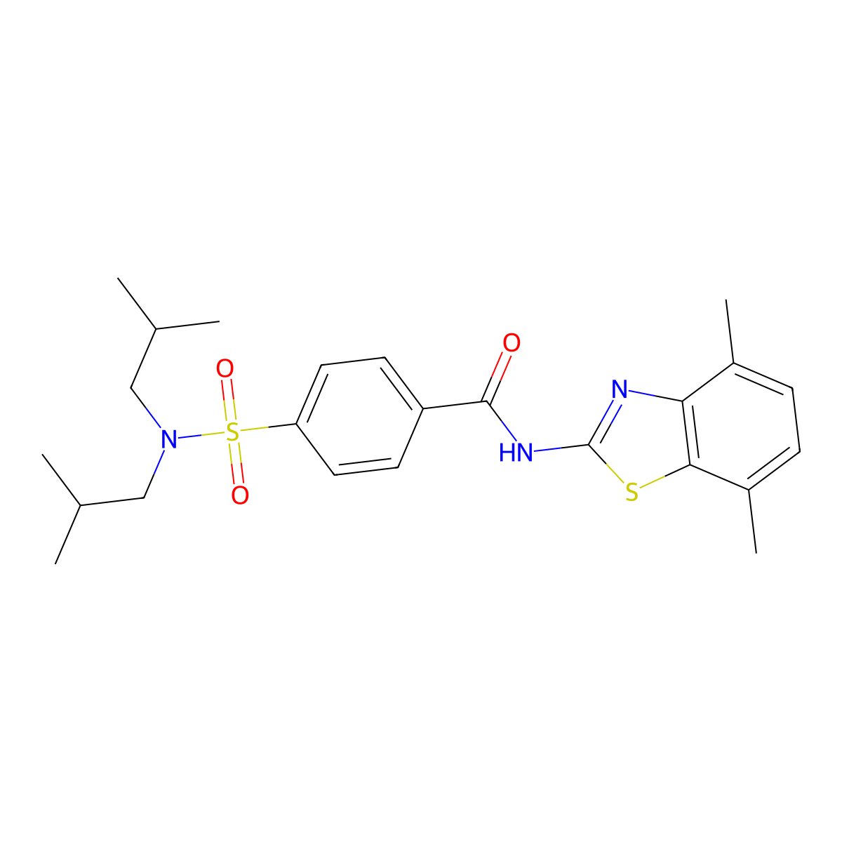 4-[bis(2-methylpropyl)sulfamoyl]-N-(4,7-dimethyl-1,3-benzothiazol-2-yl)benzamide molecular structure, CAS 851080-49-4