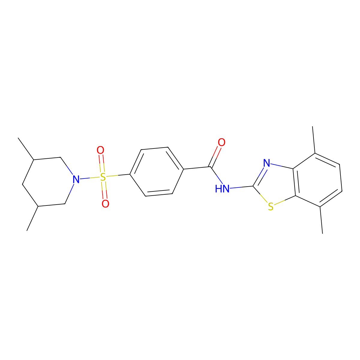 N-(4,7-dimethyl-1,3-benzothiazol-2-yl)-4-[(3,5-dimethylpiperidin-1-yl)sulfonyl]benzamide molecular structure, CAS 851080-51-8