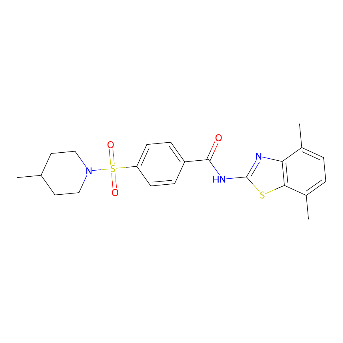 N-(4,7-dimethylbenzo[d]thiazol-2-yl)-4-((4-methylpiperidin-1-yl)sulfonyl)benzamide molecular structure, CAS 851080-54-1