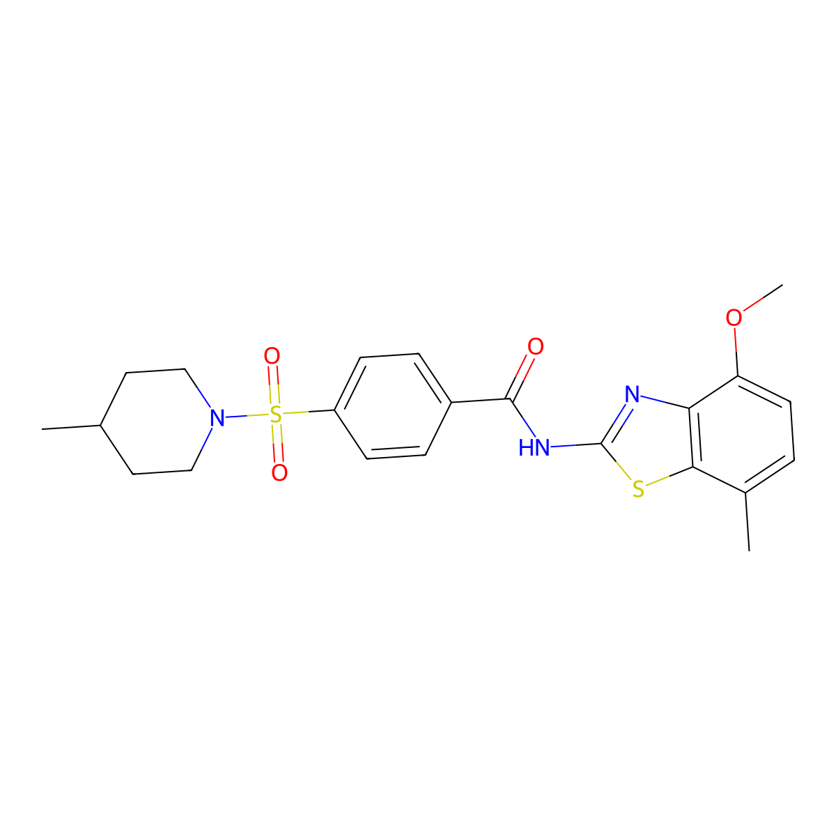 N-(4-methoxy-7-methyl-1,3-benzothiazol-2-yl)-4-[(4-methylpiperidin-1-yl)sulfonyl]benzamide molecular structure, CAS 851080-55-2