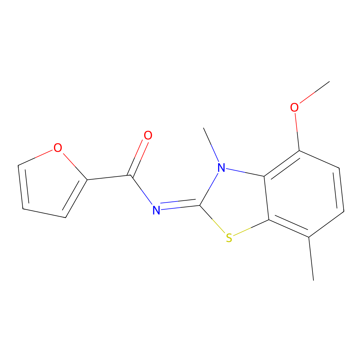 (Z)-N-(4-methoxy-3,7-dimethylbenzo[d]thiazol-2(3H)-ylidene)furan-2-carboxamide molecular structure, CAS 851080-57-4