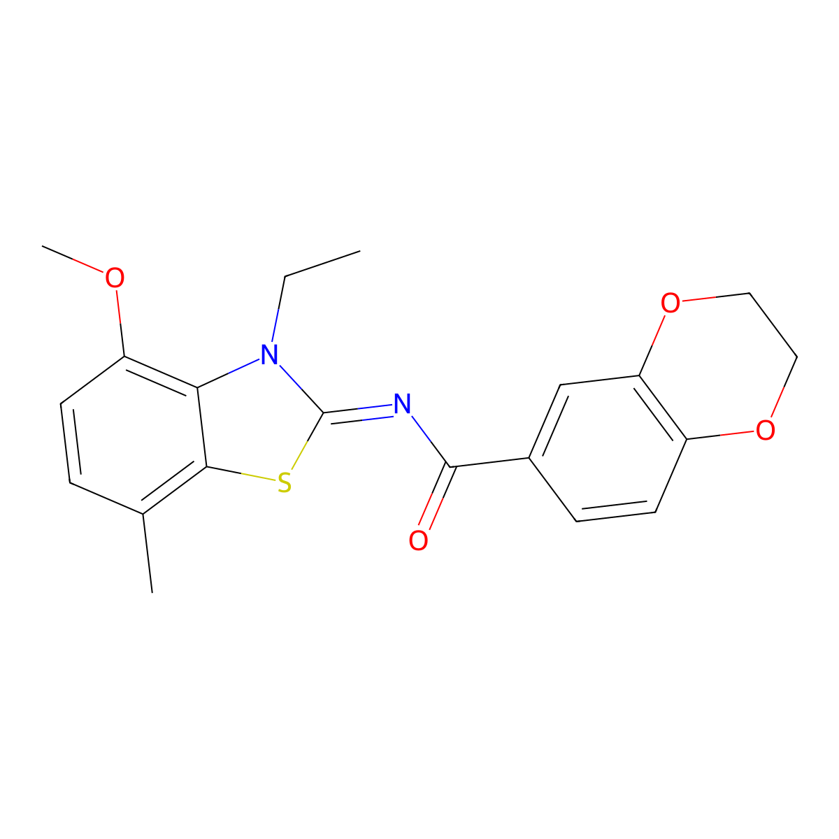 (Z)-N-(3-ethyl-4-methoxy-7-methylbenzo[d]thiazol-2(3H)-ylidene)-2,3-dihydrobenzo[b][1,4]dioxine-6-carboxamide molecular structure, CAS 851080-61-0
