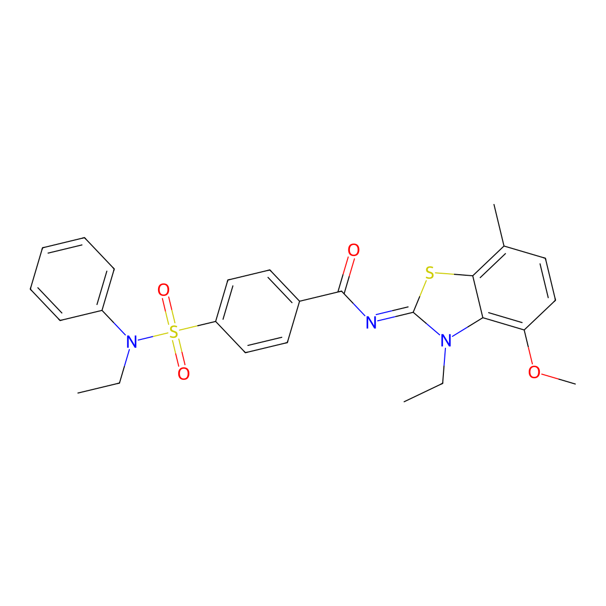 N-(3-ethyl-4-methoxy-7-methyl-1,3-benzothiazol-2-ylidene)-4-[ethyl(phenyl)sulfamoyl]benzamide molecular structure, CAS 851080-62-1