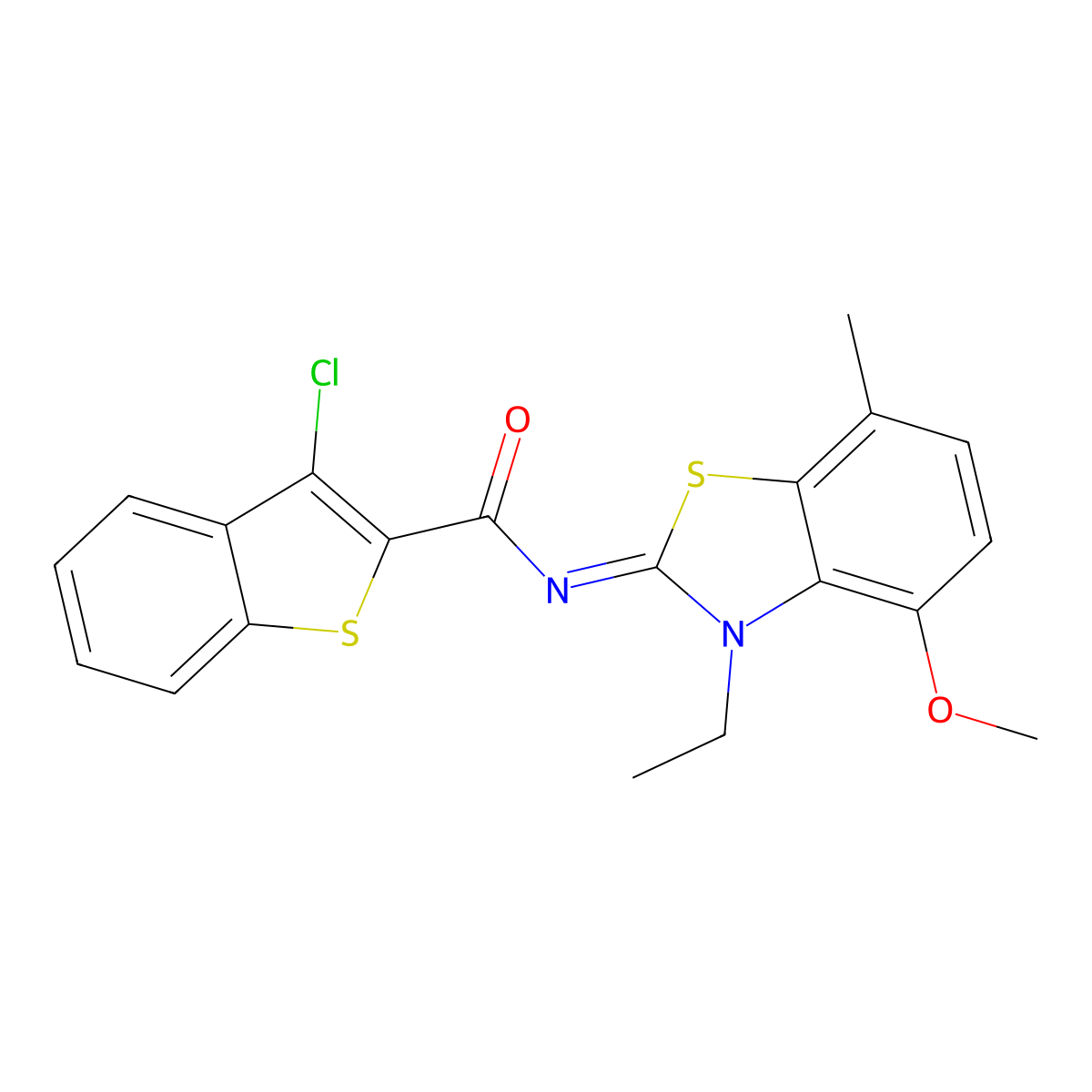 (Z)-3-chloro-N-(3-ethyl-4-methoxy-7-methylbenzo[d]thiazol-2(3H)-ylidene)benzo[b]thiophene-2-carboxamide molecular structure, CAS 851080-63-2