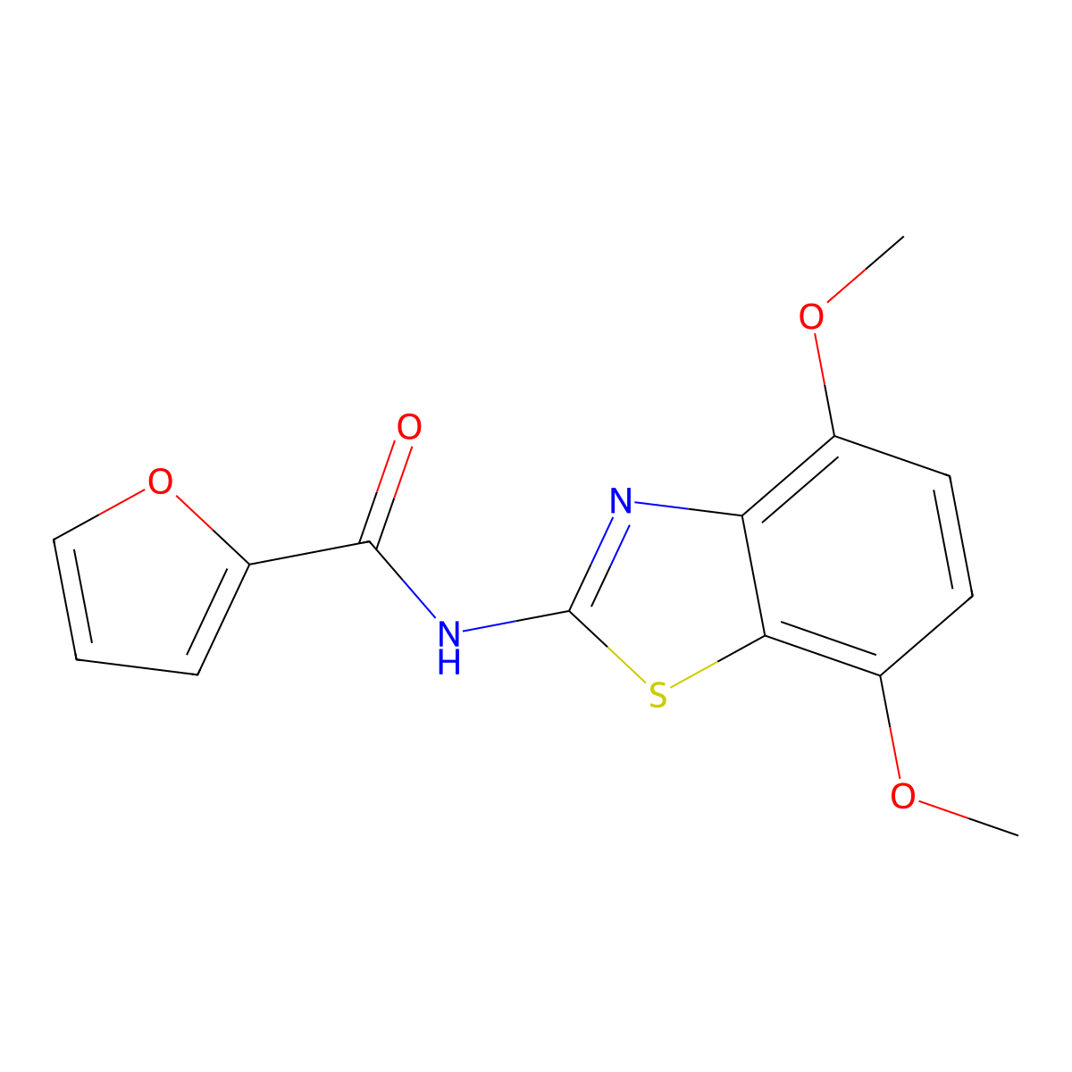 N-(4,7-dimethoxy-1,3-benzothiazol-2-yl)furan-2-carboxamide molecular structure, CAS 851080-64-3