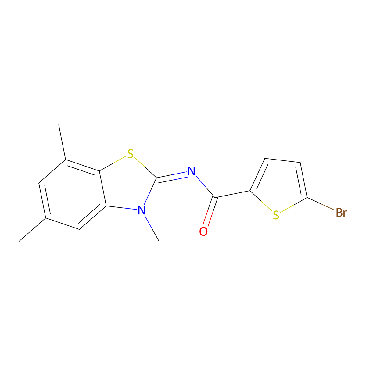 (Z)-5-bromo-N-(3,5,7-trimethylbenzo[d]thiazol-2(3H)-ylidene)thiophene-2-carboxamide molecular structure, CAS 851080-66-5