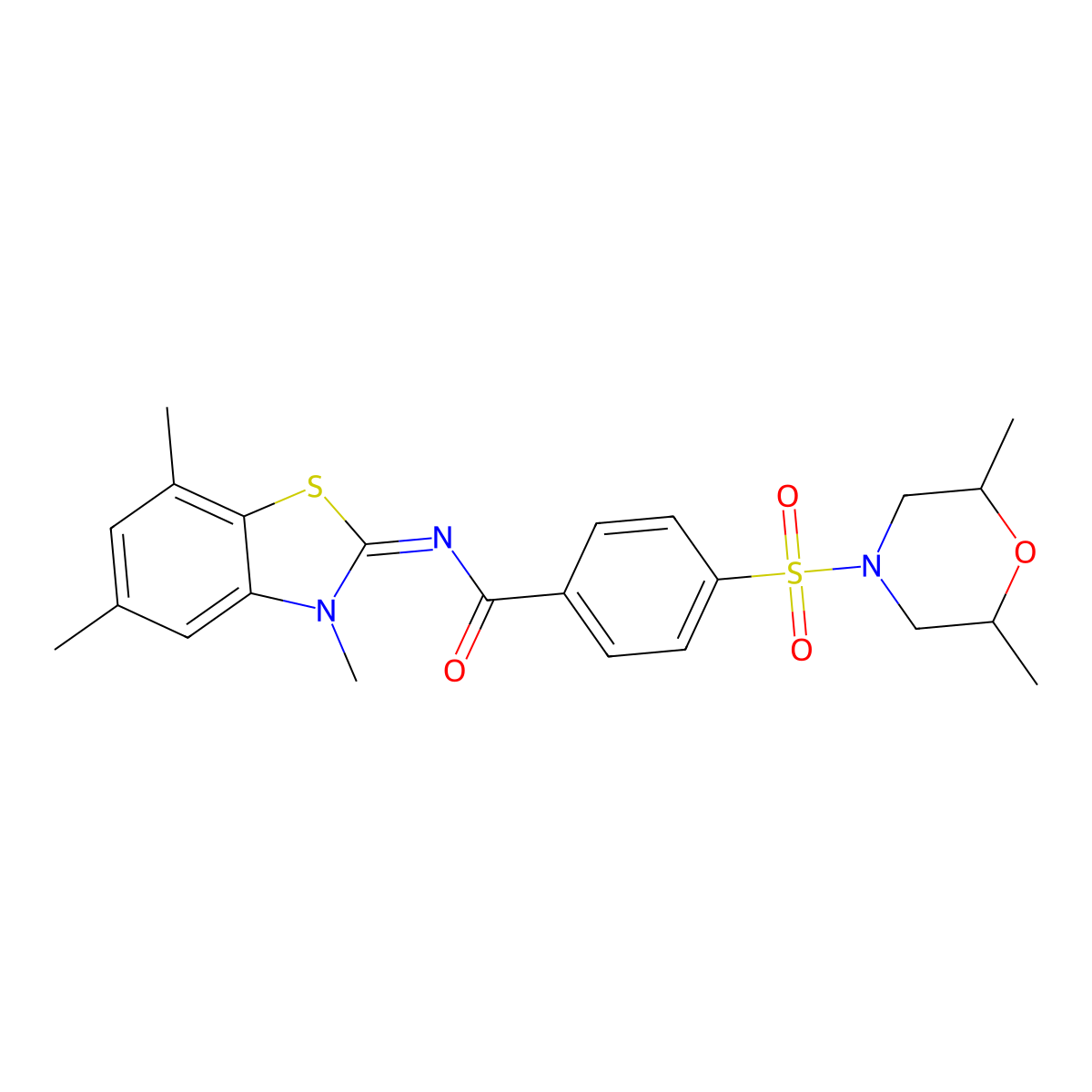 (Z)-4-((2,6-dimethylmorpholino)sulfonyl)-N-(3,5,7-trimethylbenzo[d]thiazol-2(3H)-ylidene)benzamide molecular structure, CAS 851080-68-7