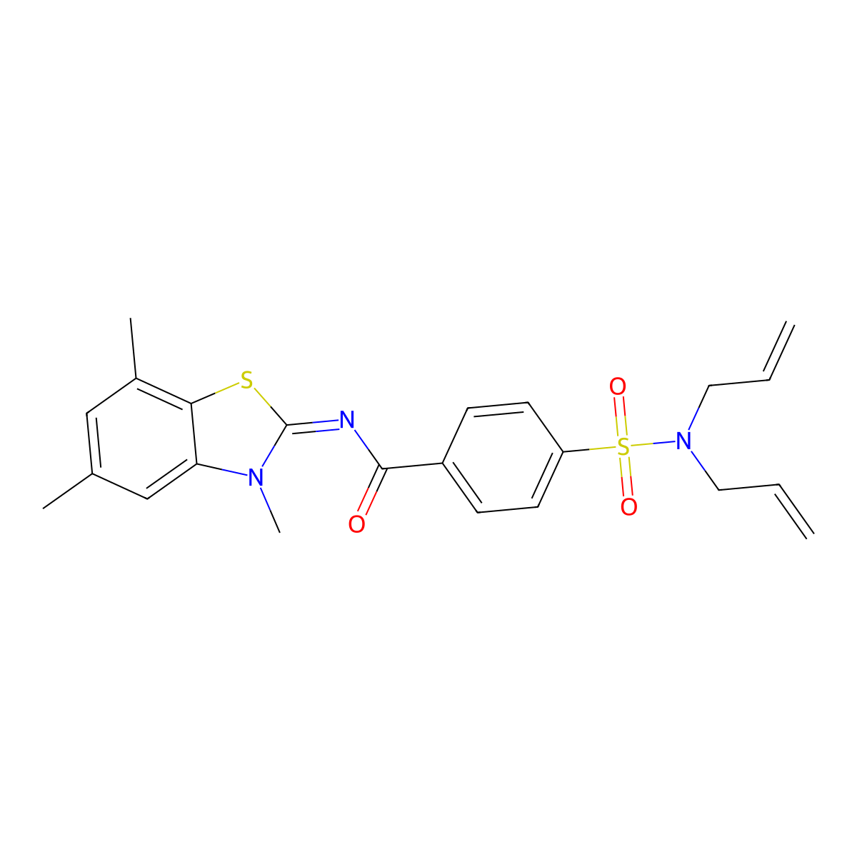 (Z)-4-(N,N-diallylsulfamoyl)-N-(3,5,7-trimethylbenzo[d]thiazol-2(3H)-ylidene)benzamide molecular structure, CAS 851080-69-8