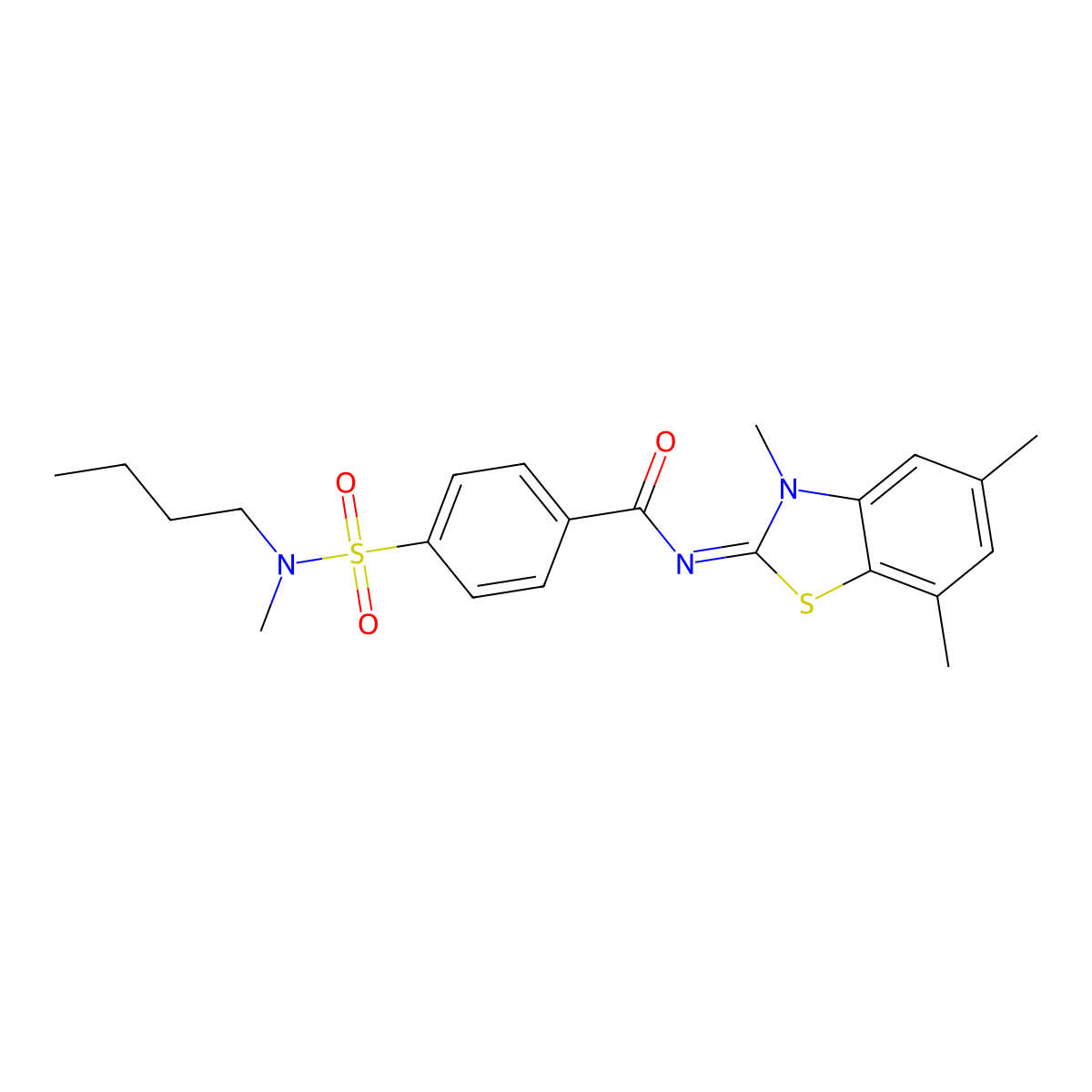 (Z)-4-(N-butyl-N-methylsulfamoyl)-N-(3,5,7-trimethylbenzo[d]thiazol-2(3H)-ylidene)benzamide molecular structure, CAS 851080-70-1