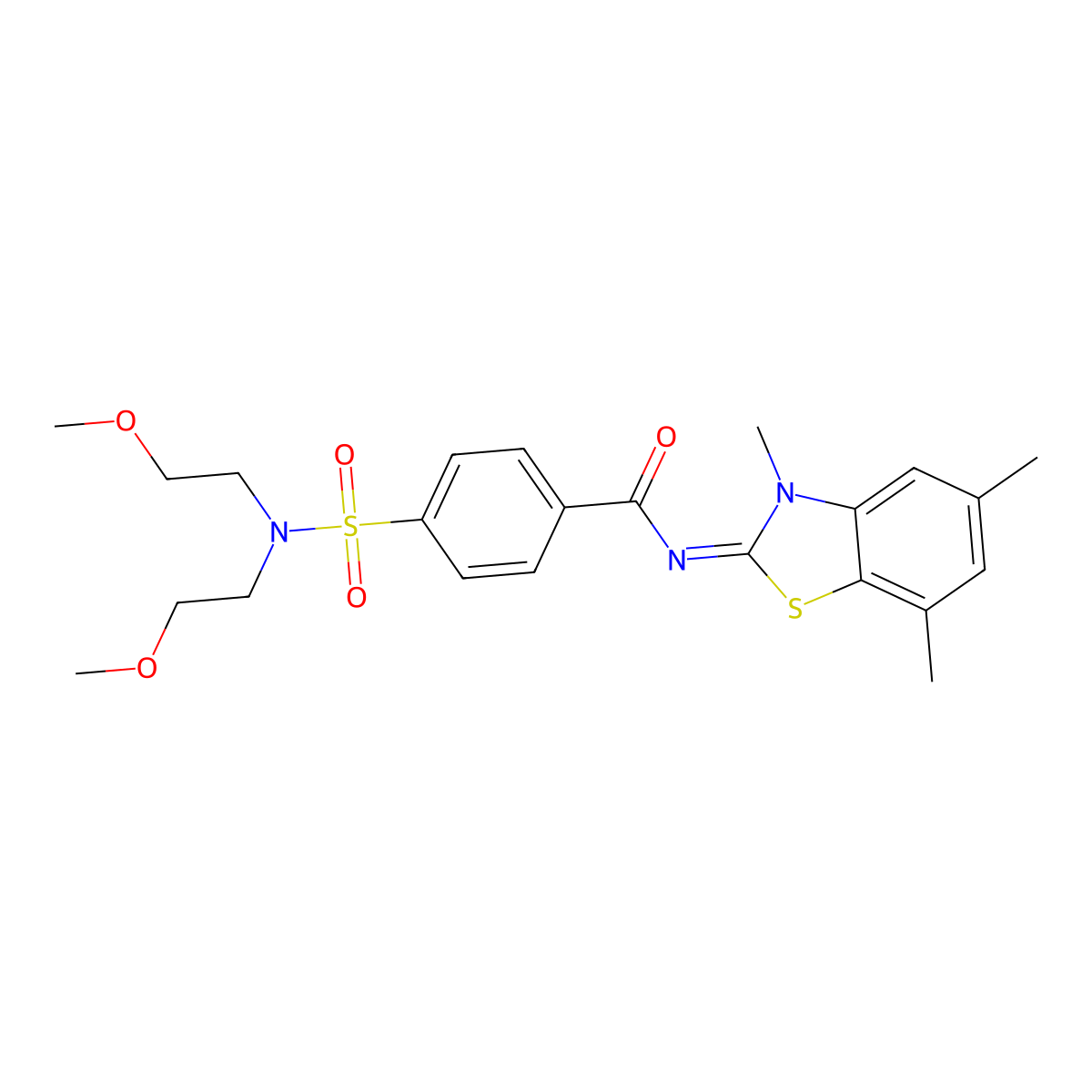 (Z)-4-(N,N-bis(2-methoxyethyl)sulfamoyl)-N-(3,5,7-trimethylbenzo[d]thiazol-2(3H)-ylidene)benzamide molecular structure, CAS 851080-71-2