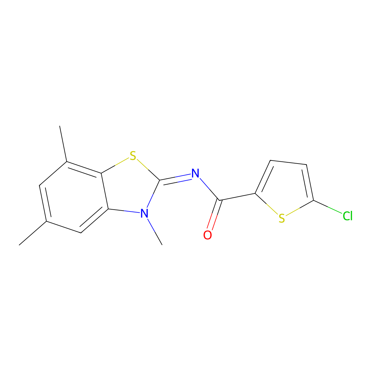 (Z)-5-chloro-N-(3,5,7-trimethylbenzo[d]thiazol-2(3H)-ylidene)thiophene-2-carboxamide molecular structure, CAS 851080-72-3
