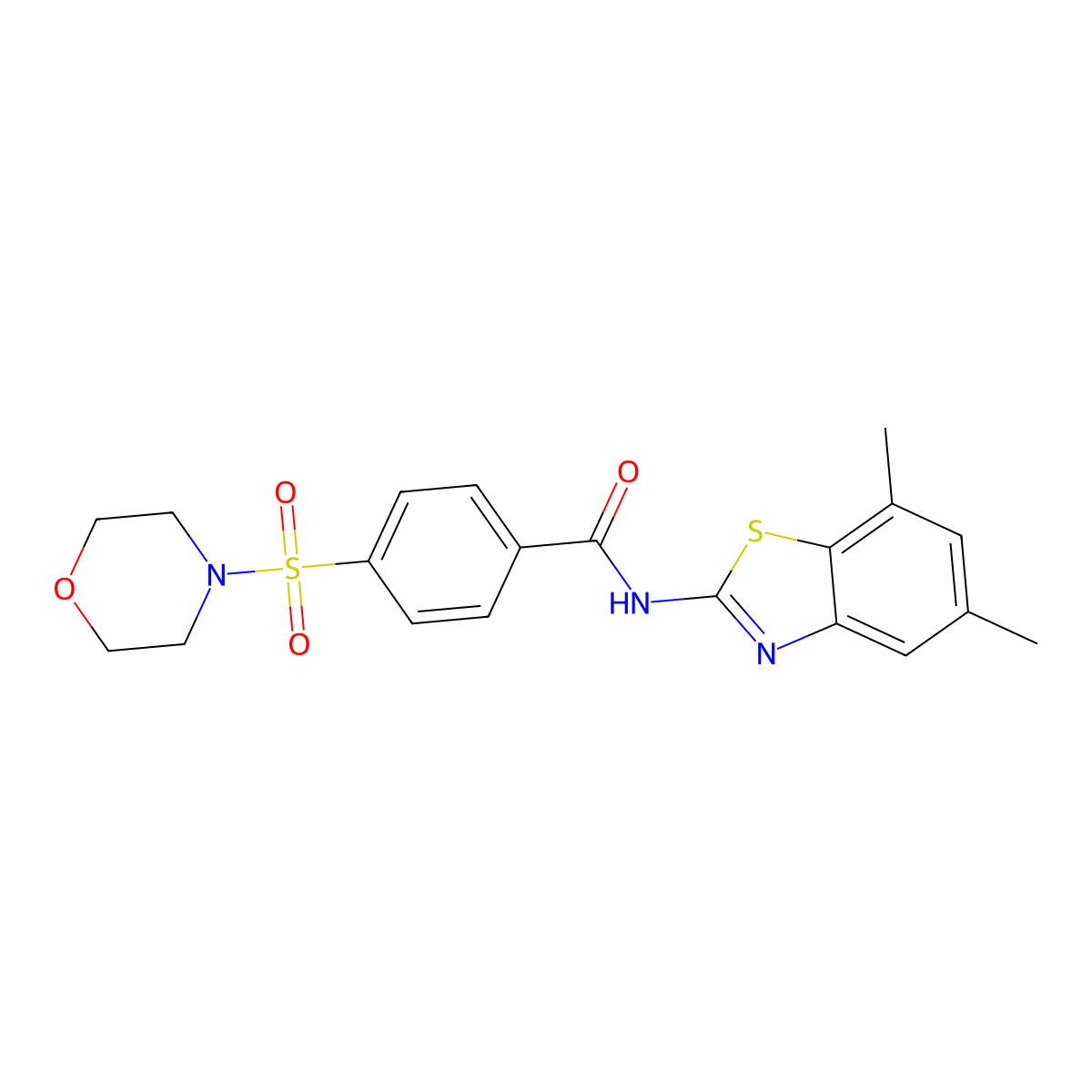 N-(5,7-dimethyl-1,3-benzothiazol-2-yl)-4-morpholin-4-ylsulfonylbenzamide molecular structure, CAS 851080-73-4
