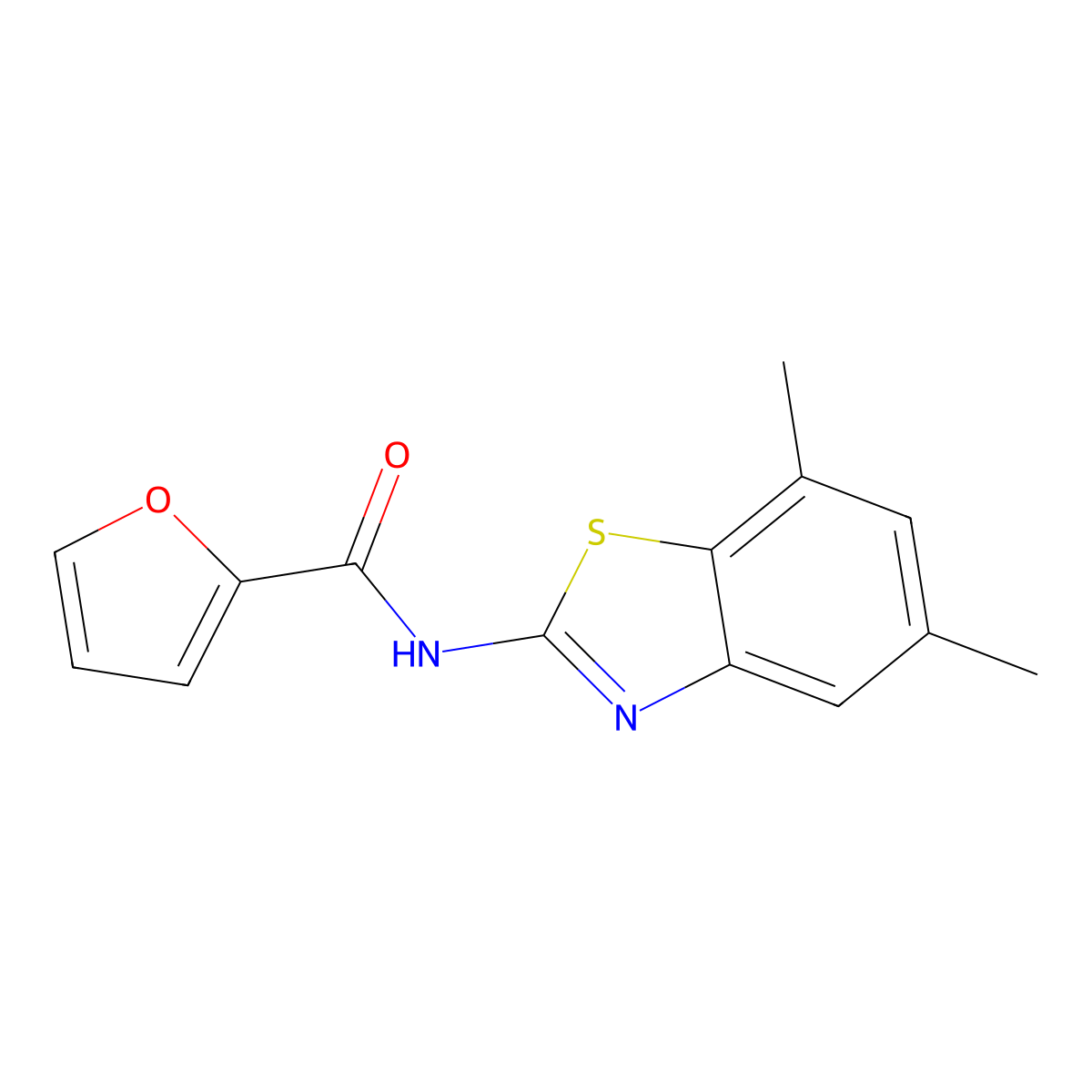 N-(5,7-dimethyl-1,3-benzothiazol-2-yl)furan-2-carboxamide molecular structure, CAS 851080-75-6