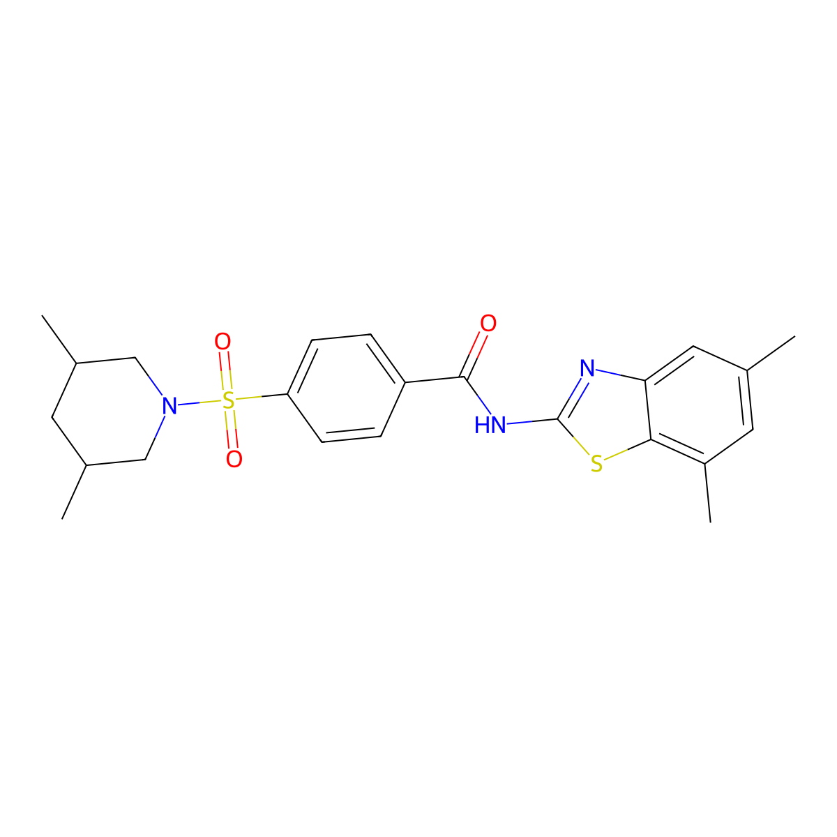 N-(5,7-dimethyl-1,3-benzothiazol-2-yl)-4-[(3,5-dimethylpiperidin-1-yl)sulfonyl]benzamide molecular structure, CAS 851080-77-8