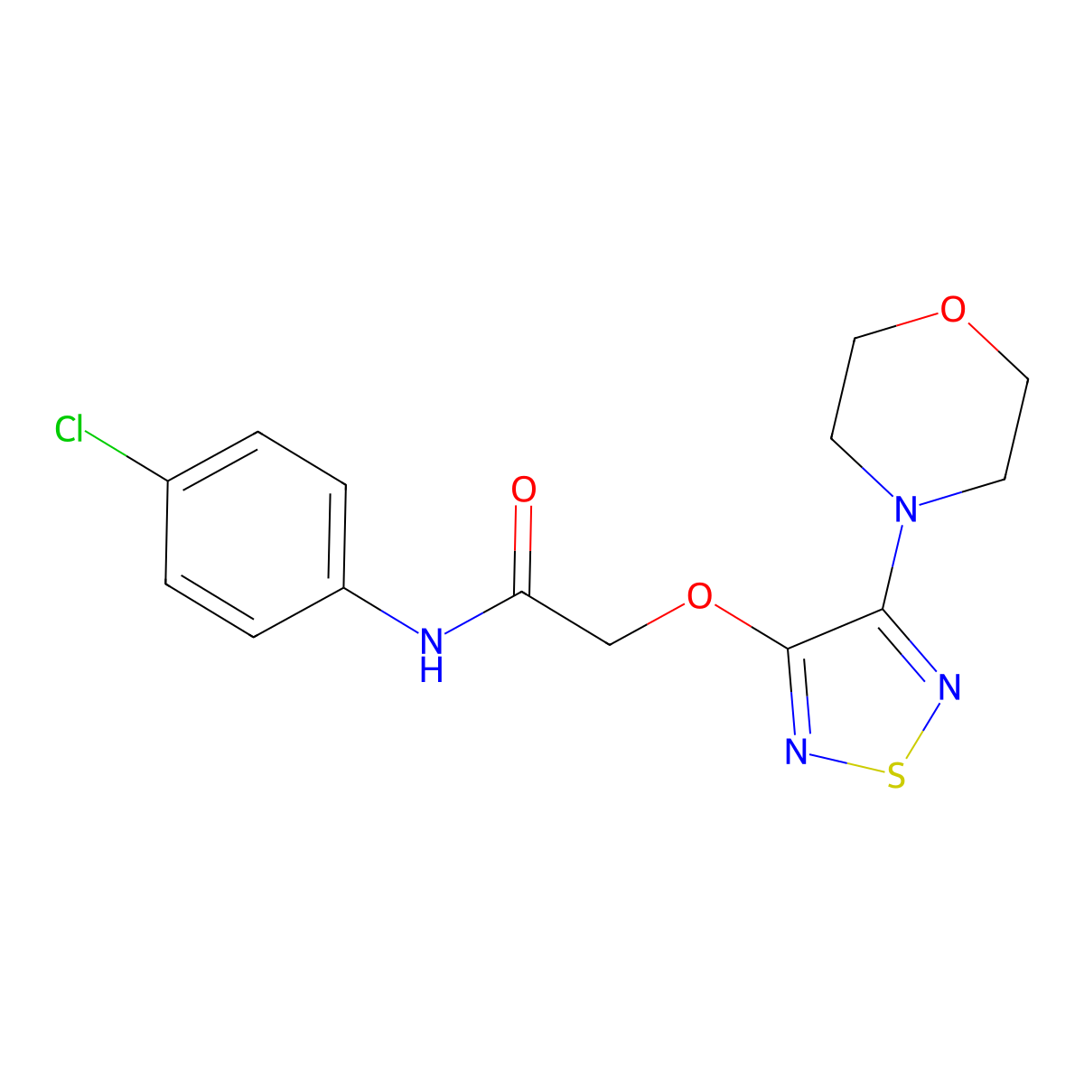 N-(4-chlorophenyl)-2-[(4-morpholin-4-yl-1,2,5-thiadiazol-3-yl)oxy]acetamide molecular structure, CAS 851080-87-0
