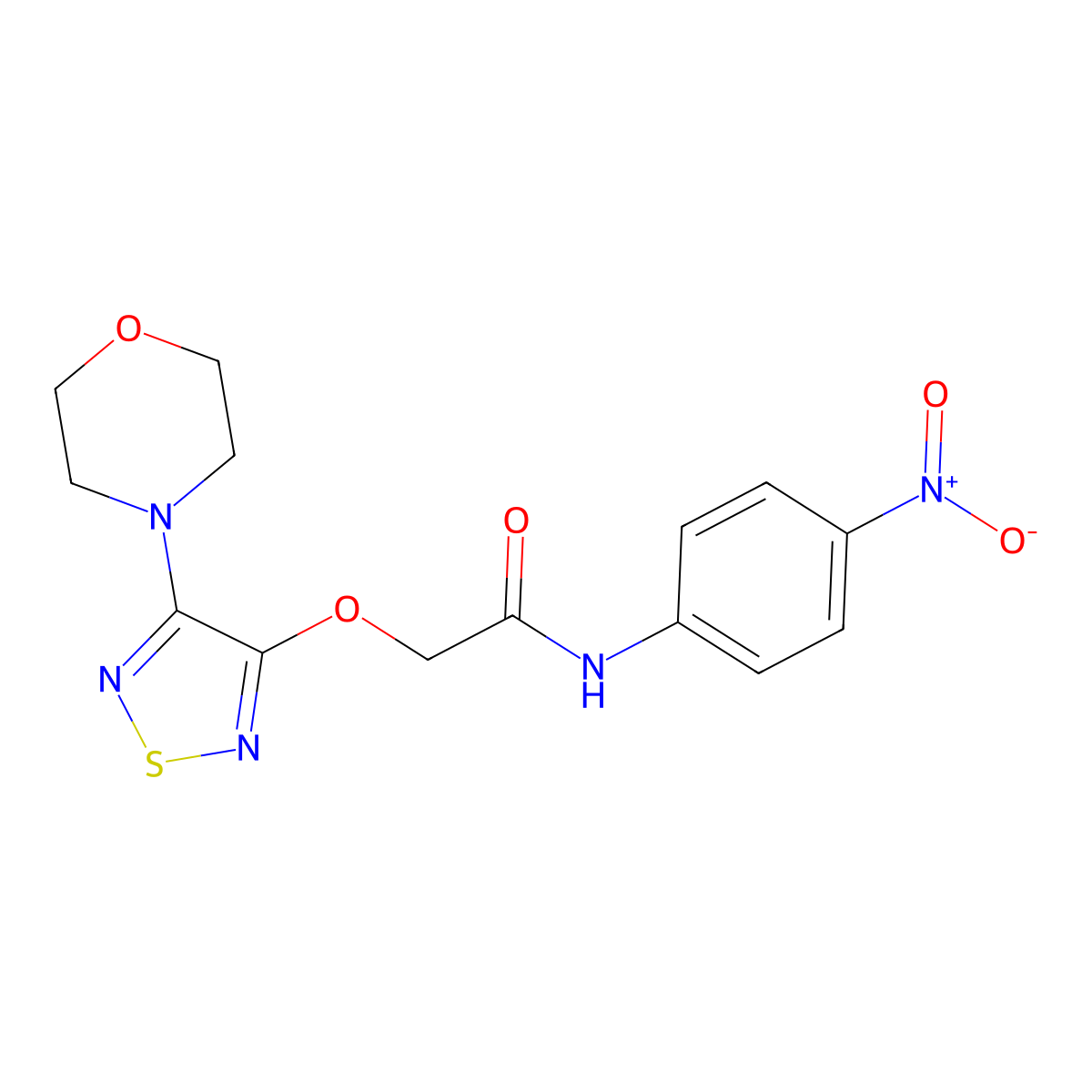 2-[(4-morpholin-4-yl-1,2,5-thiadiazol-3-yl)oxy]-N-(4-nitrophenyl)acetamide molecular structure, CAS 851080-88-1
