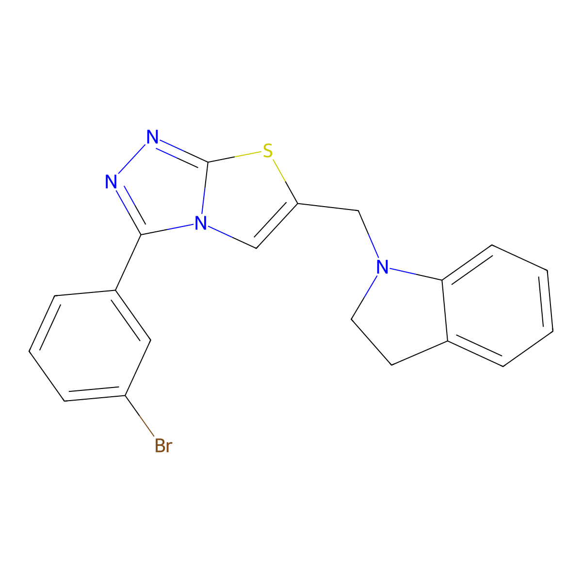 3-(3-Bromophenyl)-6-(indolin-1-ylmethyl)thiazolo[2,3-c][1,2,4]triazole molecular structure, CAS 851081-07-7