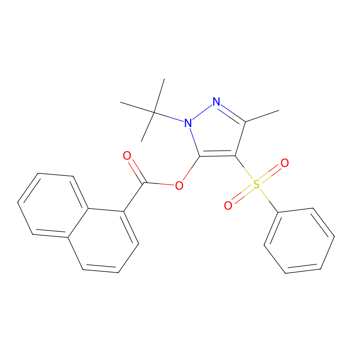 1-(tert-butyl)-3-methyl-4-(phenylsulfonyl)-1H-pyrazol-5-yl 1-naphthoate molecular structure, CAS 851082-02-5