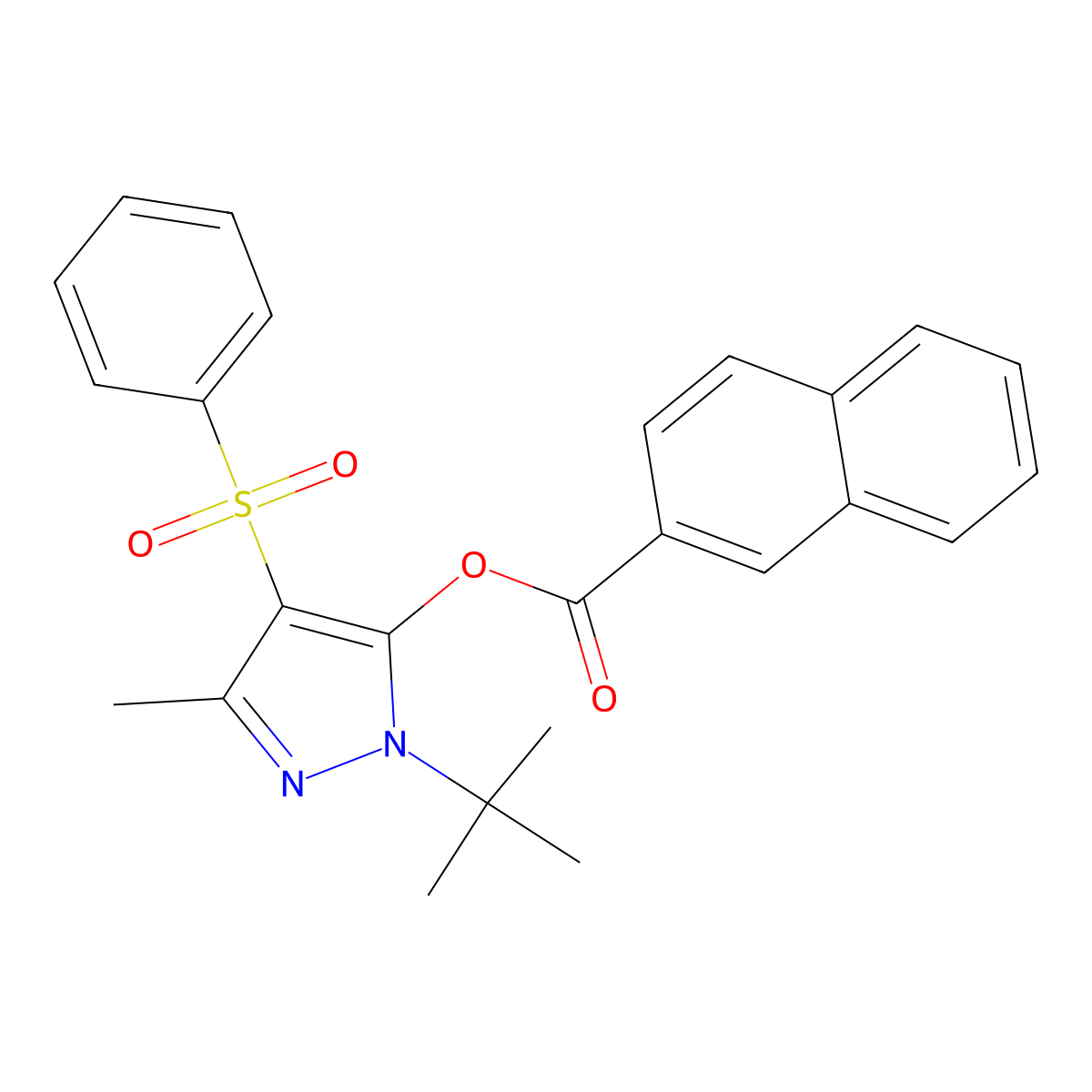 [4-(Benzenesulfonyl)-2-tert-butyl-5-methylpyrazol-3-yl] naphthalene-2-carboxylate molecular structure, CAS 851082-03-6