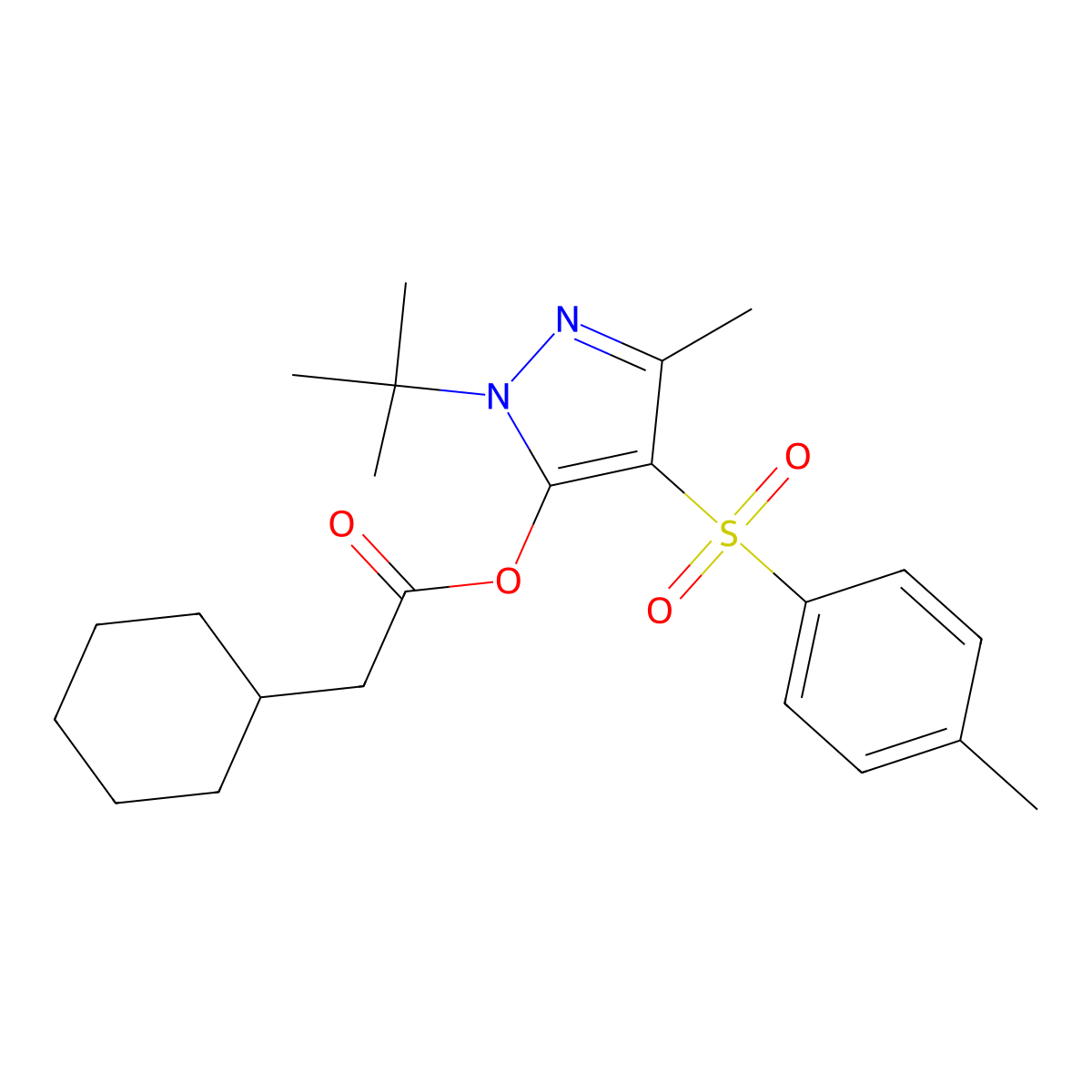 1-(tert-butyl)-3-methyl-4-tosyl-1H-pyrazol-5-yl 2-cyclohexylacetate molecular structure, CAS 851082-08-1