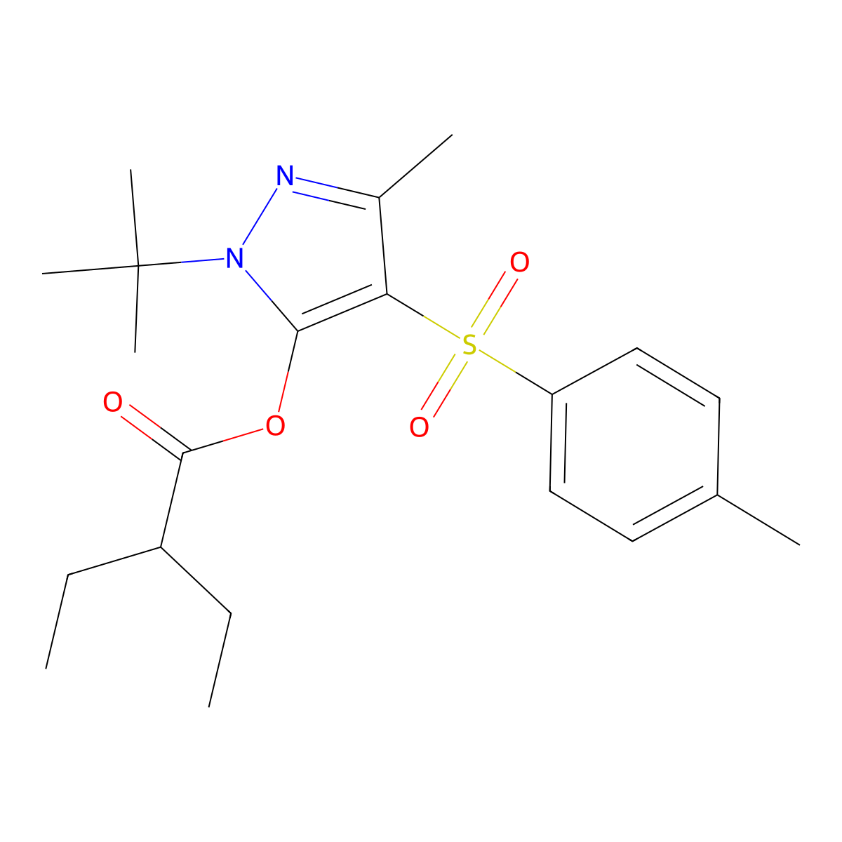 1-(tert-butyl)-3-methyl-4-tosyl-1H-pyrazol-5-yl 2-ethylbutanoate molecular structure, CAS 851082-29-6