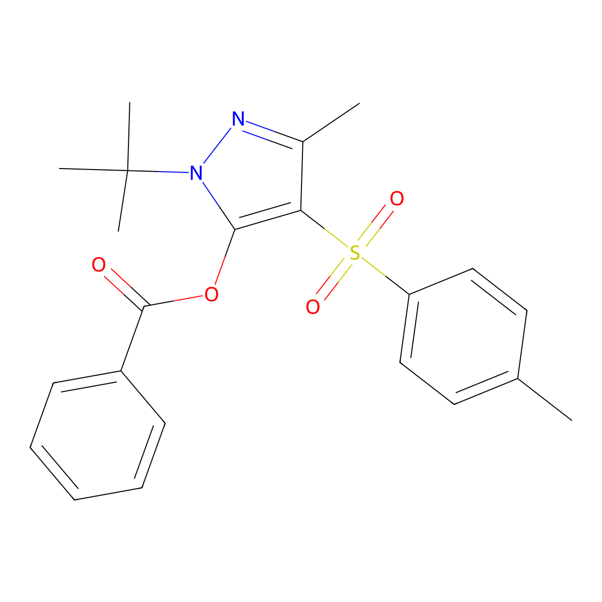 1-(tert-butyl)-3-methyl-4-tosyl-1H-pyrazol-5-yl benzoate molecular structure, CAS 851082-39-8
