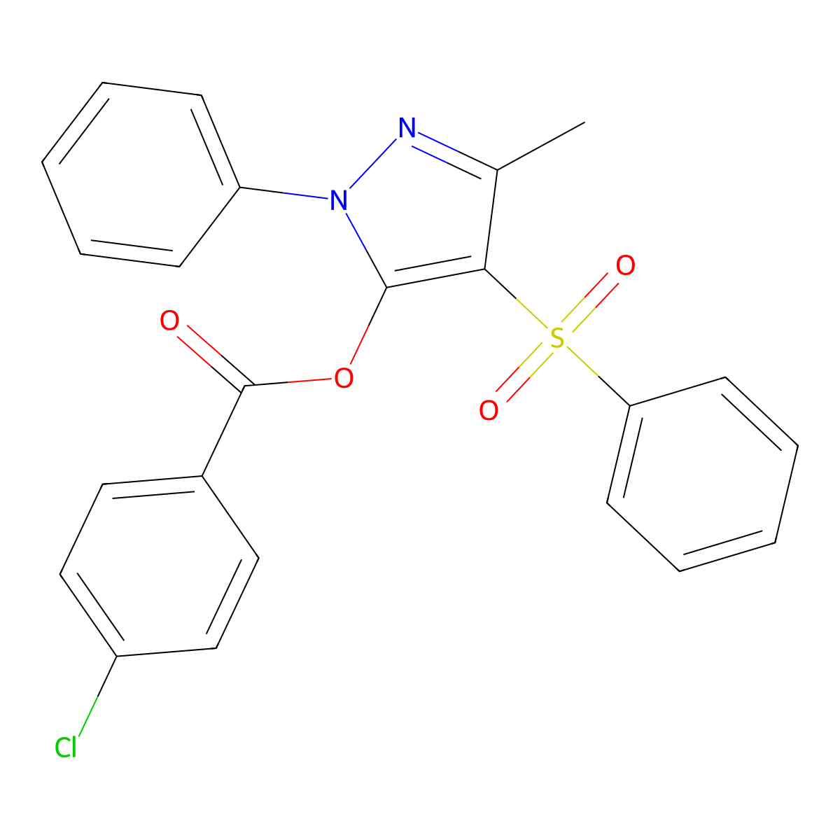 [4-(Benzenesulfonyl)-5-methyl-2-phenylpyrazol-3-yl] 4-chlorobenzoate molecular structure, CAS 851092-58-5