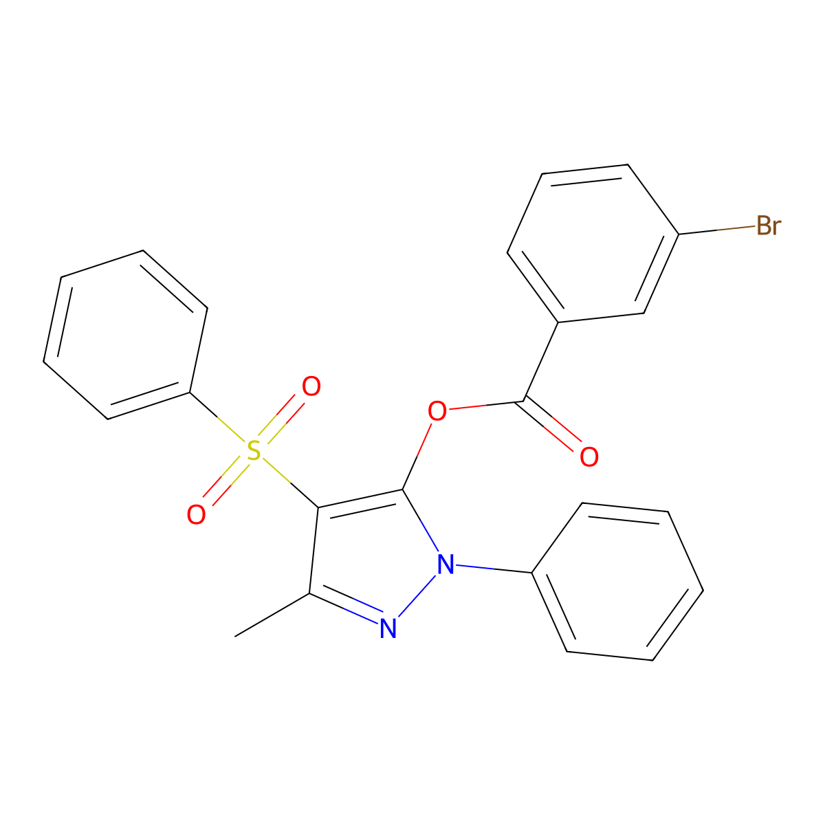 [4-(Benzenesulfonyl)-5-methyl-2-phenylpyrazol-3-yl] 3-bromobenzoate molecular structure, CAS 851092-60-9