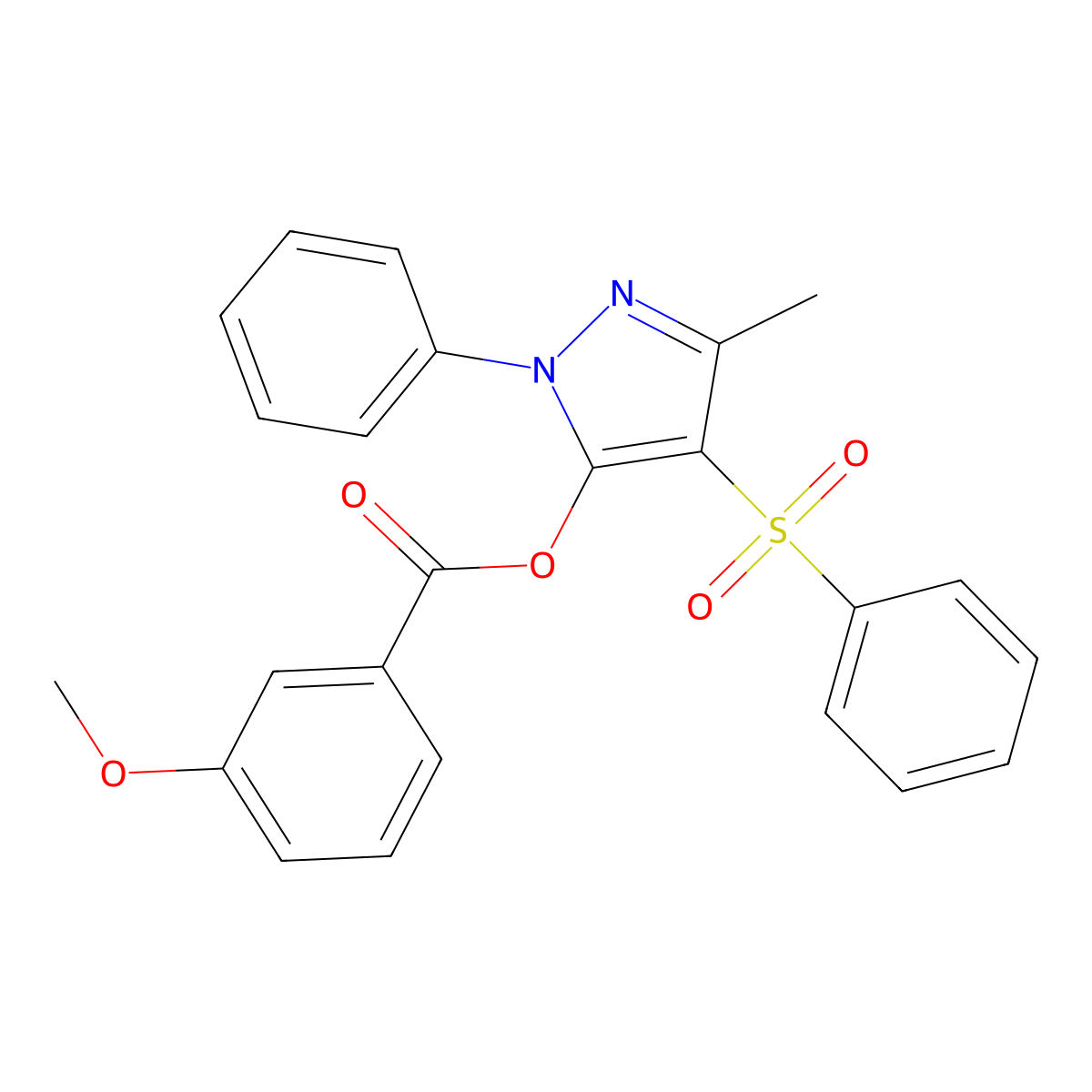 [4-(Benzenesulfonyl)-5-methyl-2-phenylpyrazol-3-yl] 3-methoxybenzoate molecular structure, CAS 851092-69-8