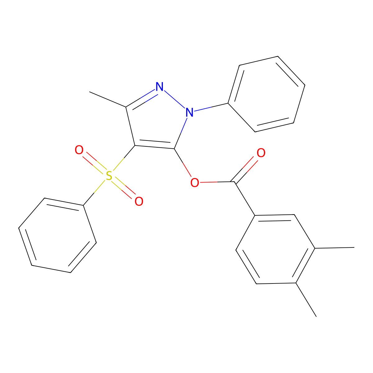 [4-(Benzenesulfonyl)-5-methyl-2-phenylpyrazol-3-yl] 3,4-dimethylbenzoate molecular structure, CAS 851092-77-8