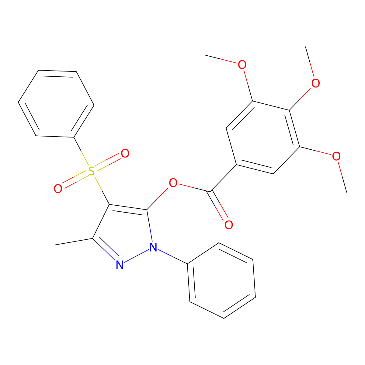 [4-(Benzenesulfonyl)-5-methyl-2-phenylpyrazol-3-yl] 3,4,5-trimethoxybenzoate molecular structure, CAS 851092-85-8