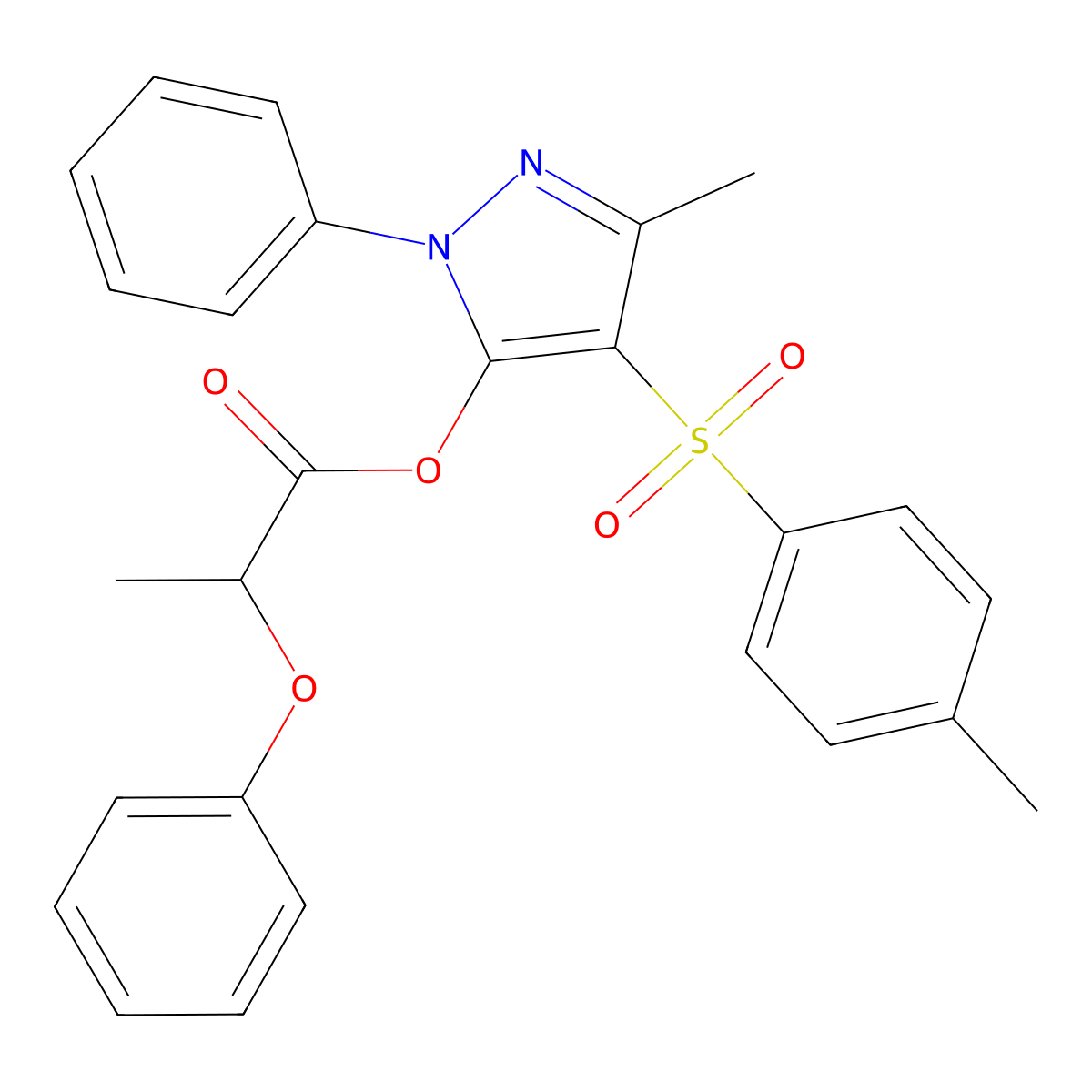 3-methyl-1-phenyl-4-tosyl-1H-pyrazol-5-yl 2-phenoxypropanoate molecular structure, CAS 851093-02-2