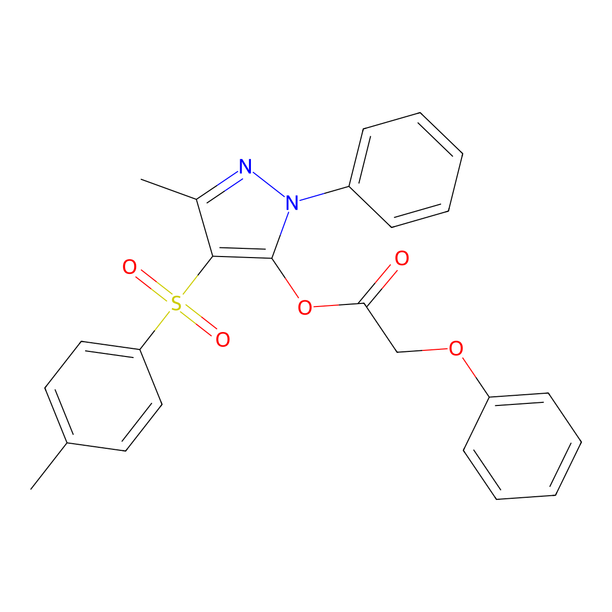 3-methyl-1-phenyl-4-tosyl-1H-pyrazol-5-yl 2-phenoxyacetate molecular structure, CAS 851093-16-8
