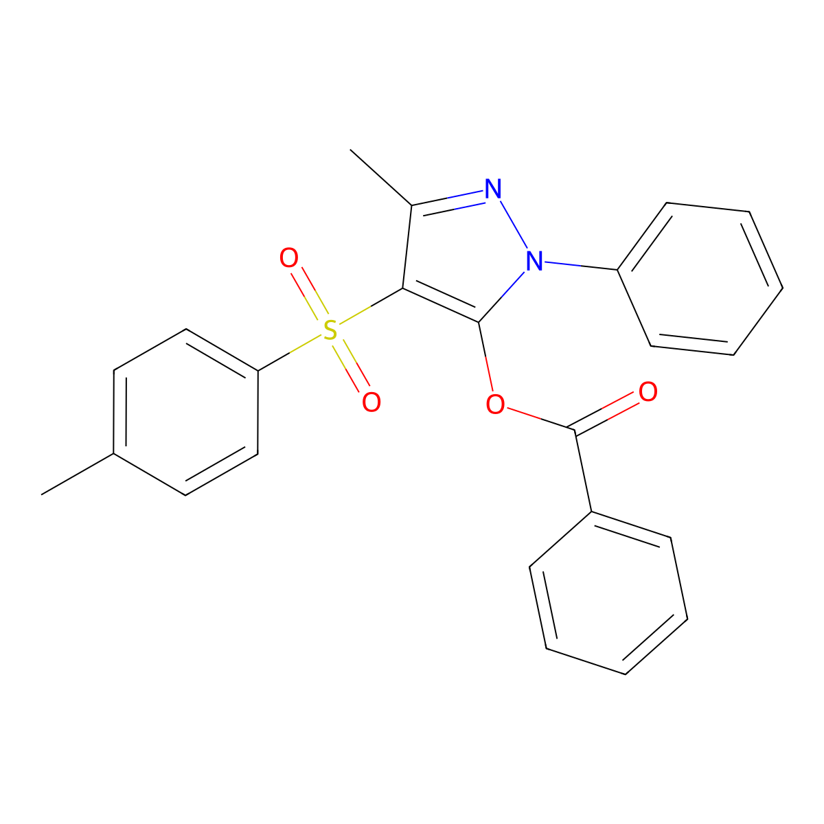 3-methyl-1-phenyl-4-tosyl-1H-pyrazol-5-yl benzoate molecular structure, CAS 851093-19-1
