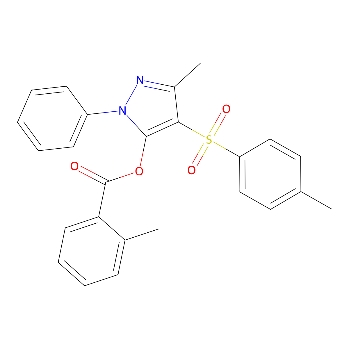 3-methyl-1-phenyl-4-tosyl-1H-pyrazol-5-yl 2-methylbenzoate molecular structure, CAS 851093-20-4