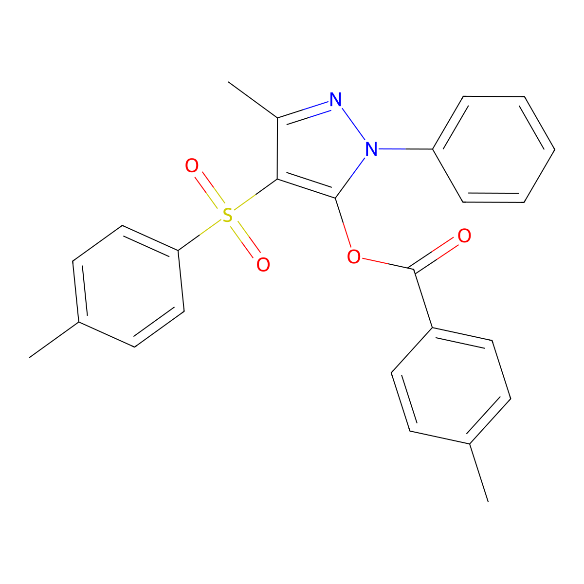 3-methyl-1-phenyl-4-tosyl-1H-pyrazol-5-yl 4-methylbenzoate molecular structure, CAS 851093-22-6
