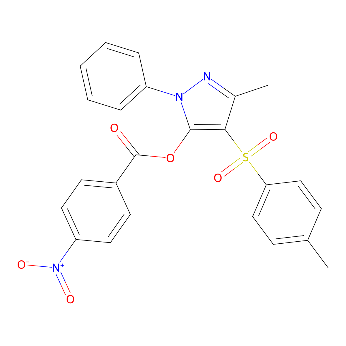 3-methyl-1-phenyl-4-tosyl-1H-pyrazol-5-yl 4-nitrobenzoate molecular structure, CAS 851093-28-2