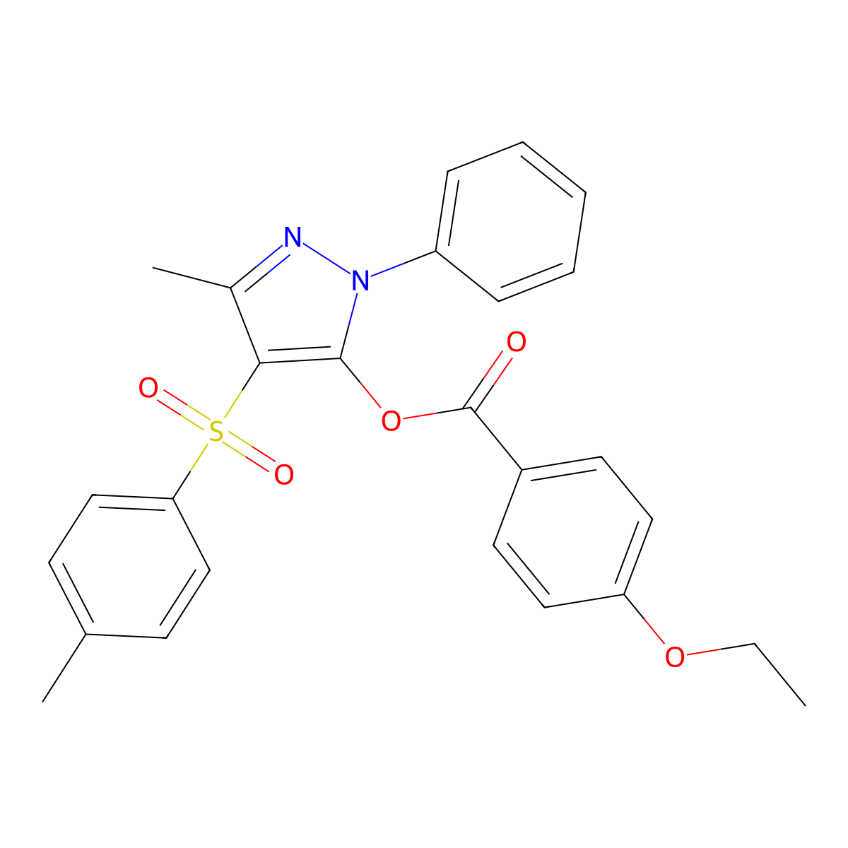 3-methyl-1-phenyl-4-tosyl-1H-pyrazol-5-yl 4-ethoxybenzoate molecular structure, CAS 851093-32-8