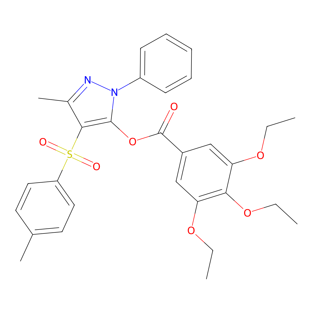 3-methyl-1-phenyl-4-tosyl-1H-pyrazol-5-yl 3,4,5-triethoxybenzoate molecular structure, CAS 851093-39-5