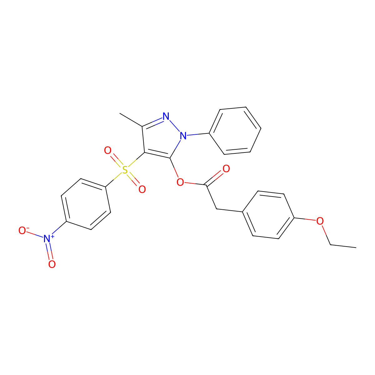 [5-Methyl-4-(4-nitrophenyl)sulfonyl-2-phenylpyrazol-3-yl] 2-(4-ethoxyphenyl)acetate molecular structure, CAS 851093-53-3
